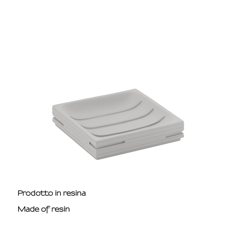 Portasapone da appoggio in resina di Gedy serie Quadrotto - Grigio