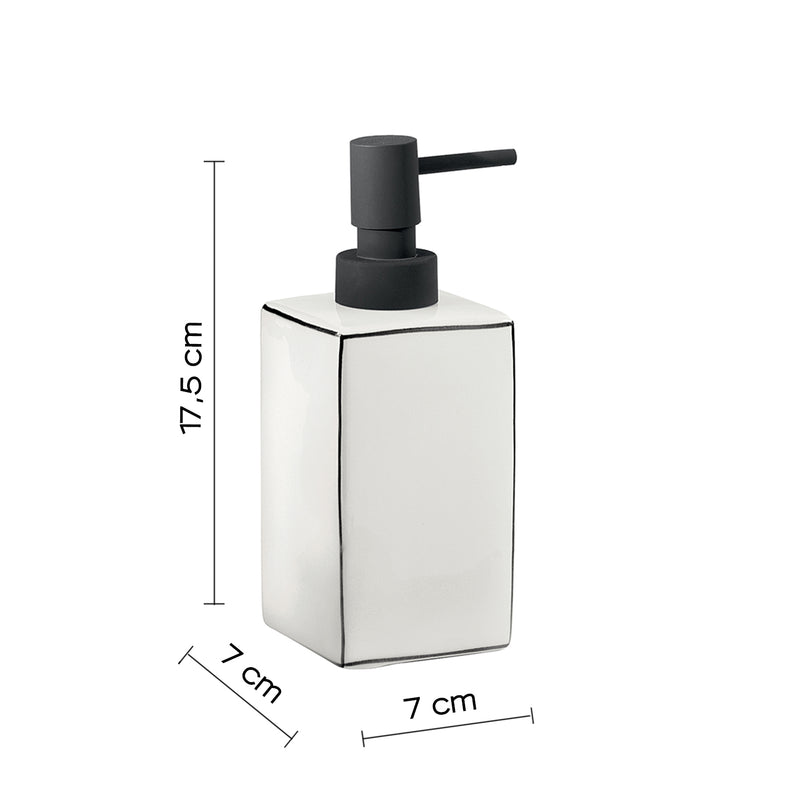 Dosasapone in ceramica Gedy serie Lucrezia con erogatore in plastica nera - Bianco