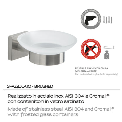 Portasapone a muro Gedy serie Fuji - Spazzolato by CeramicStore | Lo specialista del tuo bagno