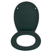 Sedile WC universale modello KLAK realizzato in  Thermo Dur Colore Verde scuro e Cerniere in acciaio inox