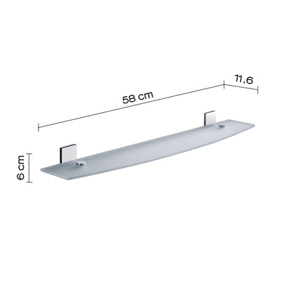 Mensola 60 cm in vetro temperato di Gedy serie Maine - Cromato