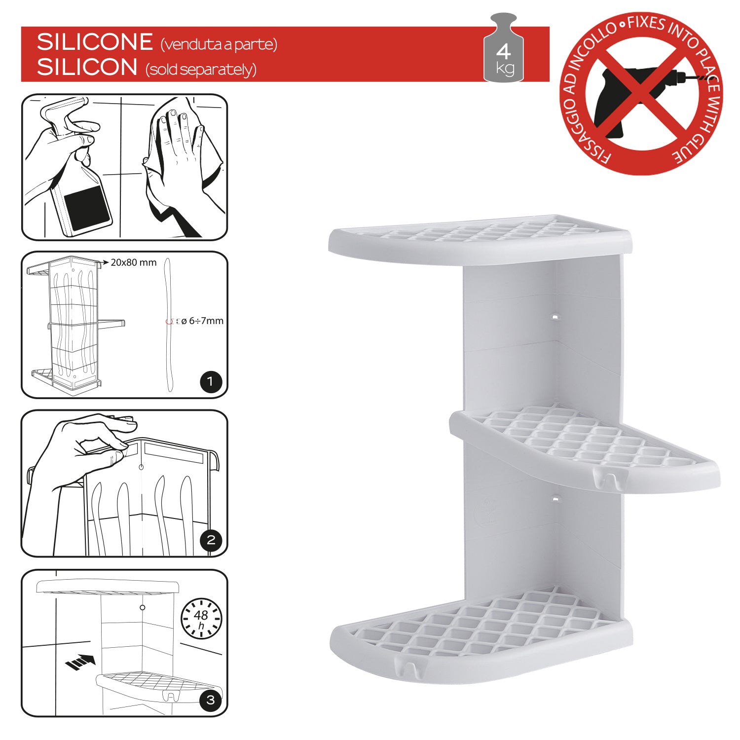 Portaoggetti doccia angolare modello Oscar di Gedy - Bianco by CeramicStore | Lo specialista del tuo bagno