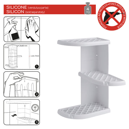 Portaoggetti doccia angolare modello Oscar di Gedy - Bianco by CeramicStore | Lo specialista del tuo bagno
