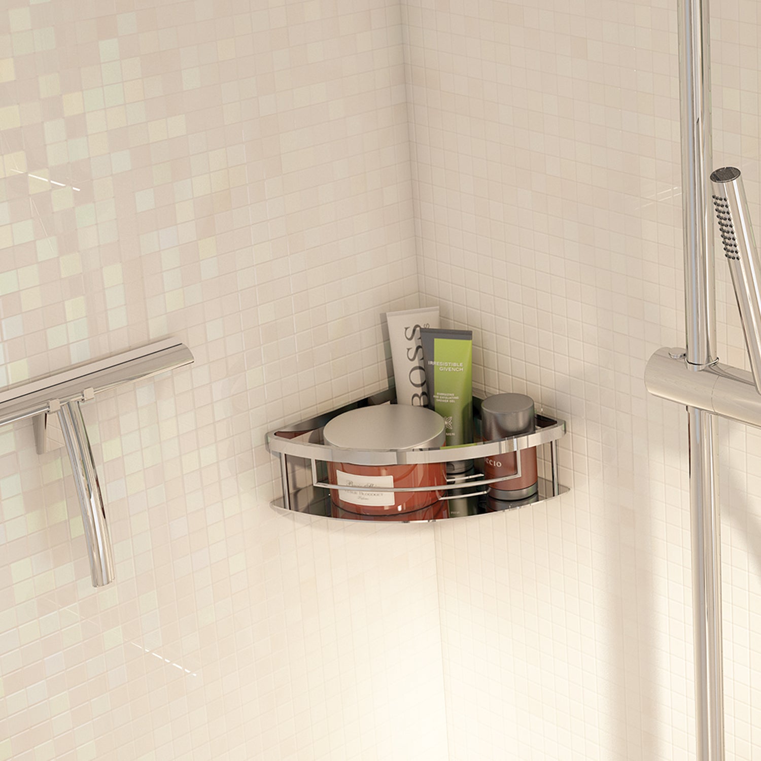 Portaoggetti doccia angolare modello Tobago di Gedy in Acciaio Inox - Cromato by CeramicStore | Lo specialista del tuo bagno