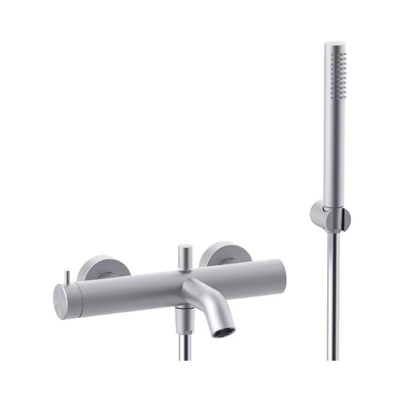 Miscelatore esterno vasca completo di di flessibile e doccetta finitura spazzolata Paffoni Inox Tech INOX026AC