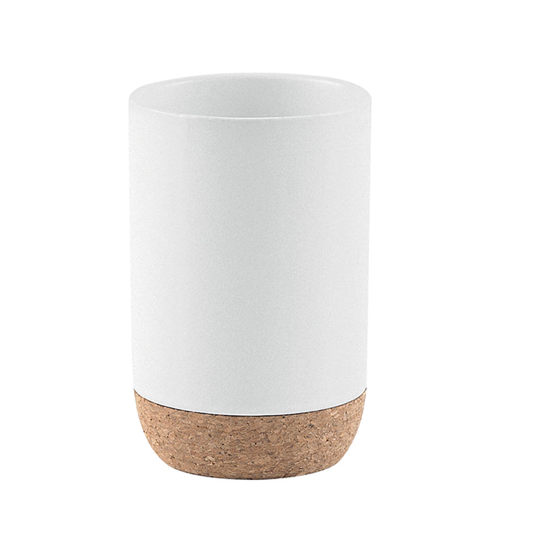 Portaspazzolini in ceramica e sughero Gedy serie Ilary - Bianco