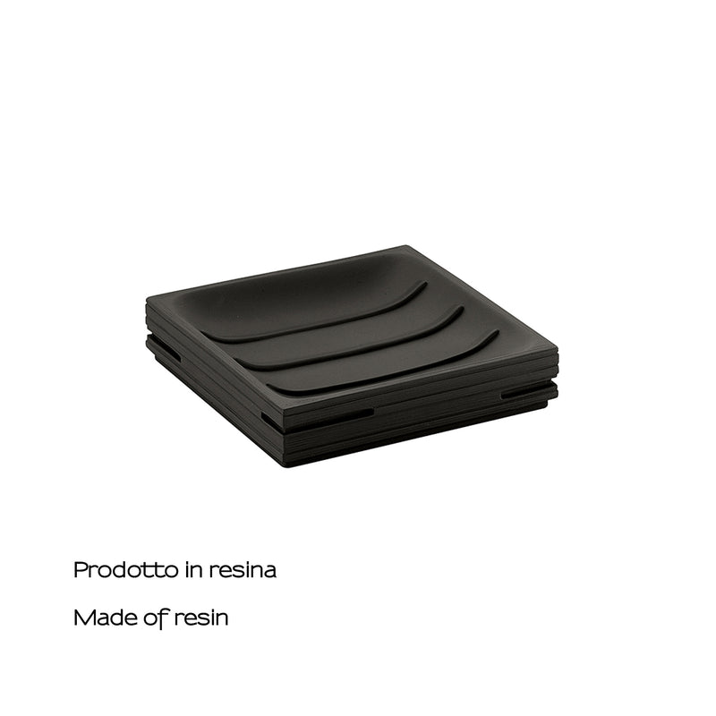 Portasapone da appoggio in resina di Gedy serie Quadrotto - Nero