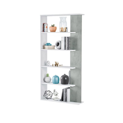 Libreria modello Alida con 5 vani 90 x 25 x H. 180 cm - Bianco e cemento by CeramicStore | Lo specialista del tuo bagno