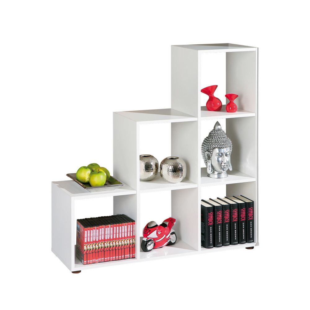 Libreria modello scala con 6 vani 105 x 33 x H. 109 cm - Bianco by CeramicStore | Lo specialista del tuo bagno