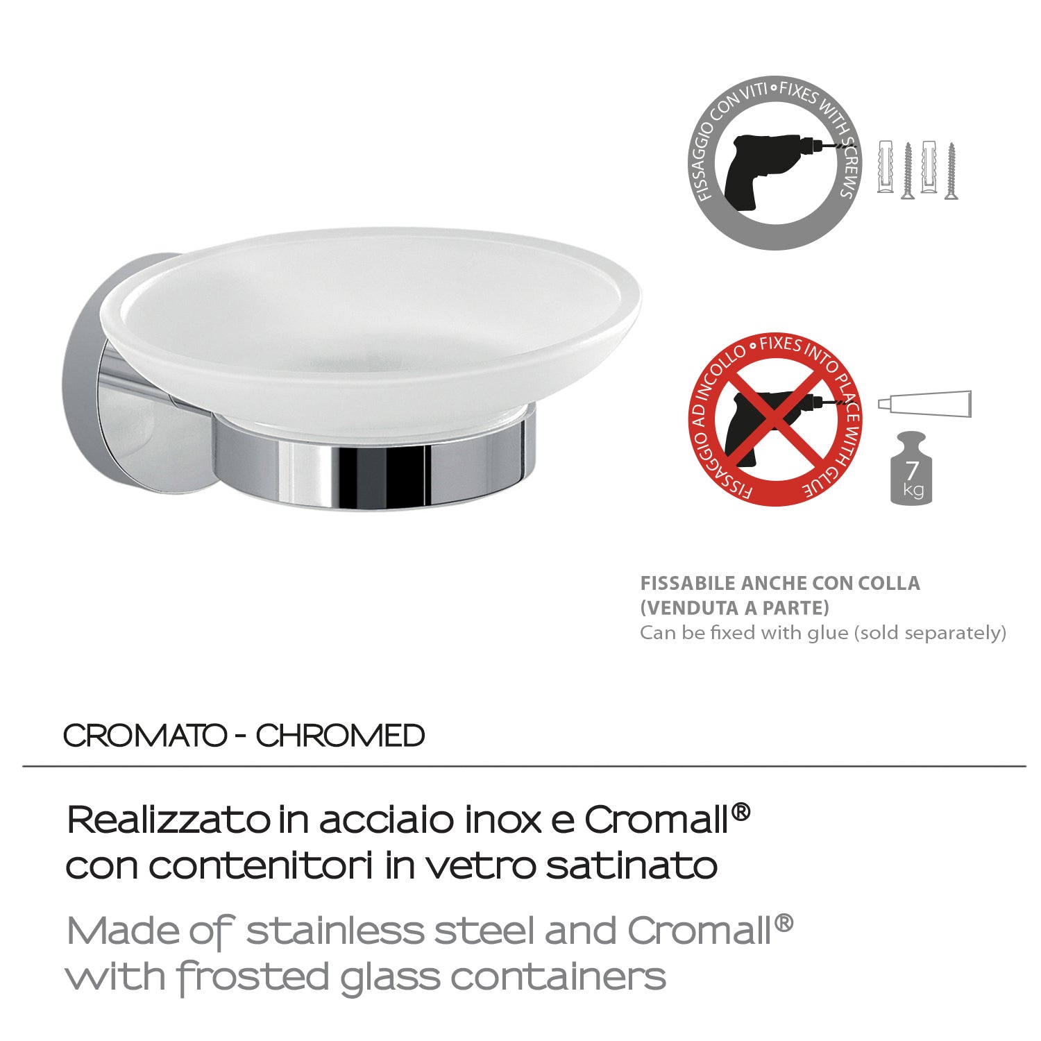 Portasapone a muro in Acciaio Inox Eros di Gedy - Cromato by CeramicStore | Lo specialista del tuo bagno