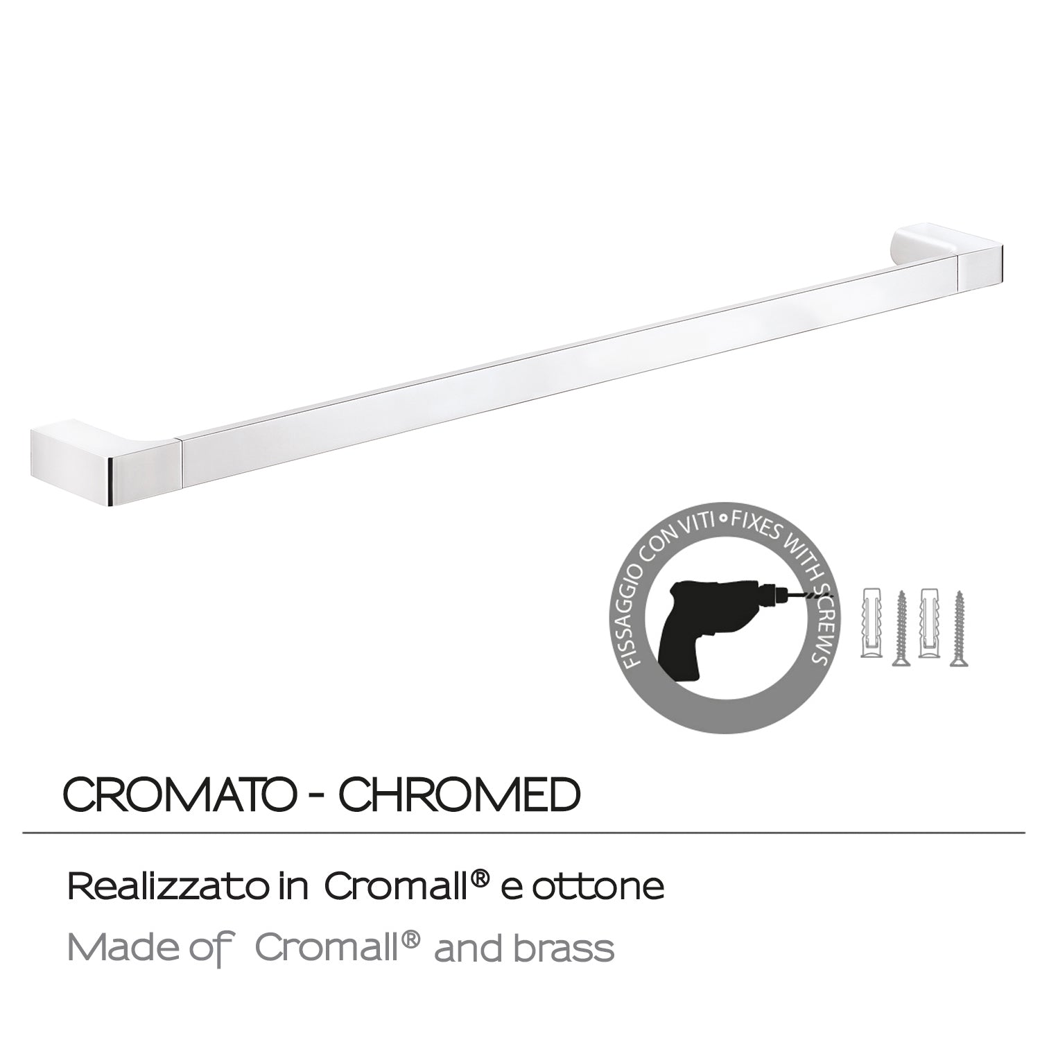 Portasalviette a muro di Gedy serie Pirenei 80 cm - Cromato by CeramicStore | Lo specialista del tuo bagno