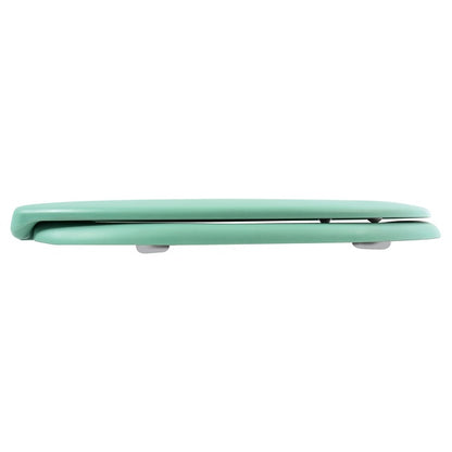 Sedile WC universale modello KLAK realizzato in  Thermo Dur Colore Verde Menta e Cerniere in acciaio inox