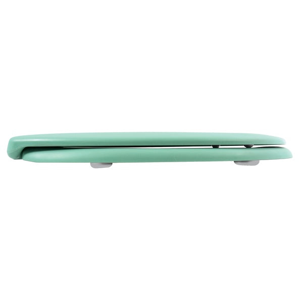 Sedile WC universale modello KLAK realizzato in  Thermo Dur Colore Verde Menta e Cerniere in acciaio inox
