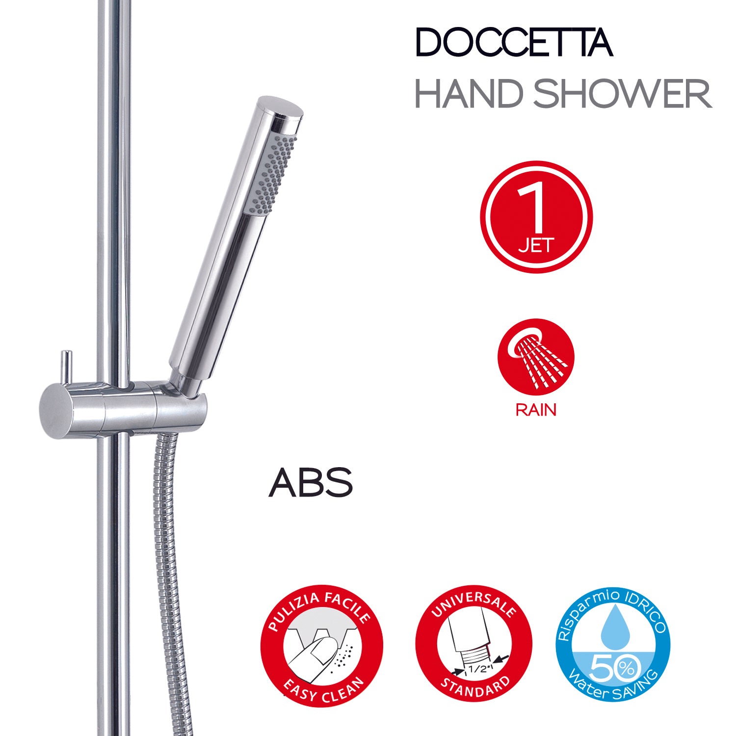 Colonna doccia termostatica con soffione tondo e doccetta 1 getto modello Star Mix 00 di Gedy - Cromato by CeramicStore | Lo specialista del tuo bagno