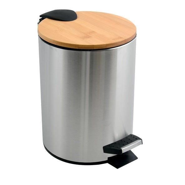 Pattumiera a pedale 3L in Acciaio e Bambà¹ modello Adonis - Spazzolato by CeramicStore | Lo specialista del tuo bagno