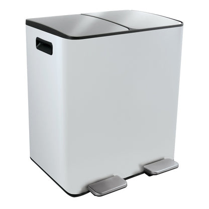 Elegante pattumiera da cucina per raccolta differenziata da 40 Lt realizzata in acciaio Bianco Opaco