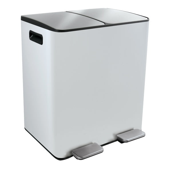 Elegante pattumiera da cucina per raccolta differenziata da 40 Lt realizzata in acciaio Bianco Opaco