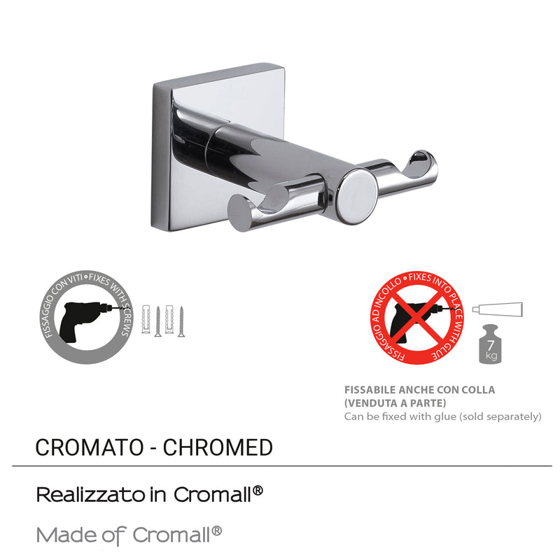 Appendiabiti doppio a muro di Gedy serie Fuji - Cromato by CeramicStore | Lo specialista del tuo bagno