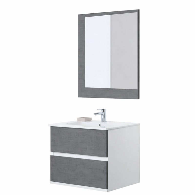 Mobile Bagno Sospeso con Consolle in Ceramica e Specchio – Collezione Linear 60
