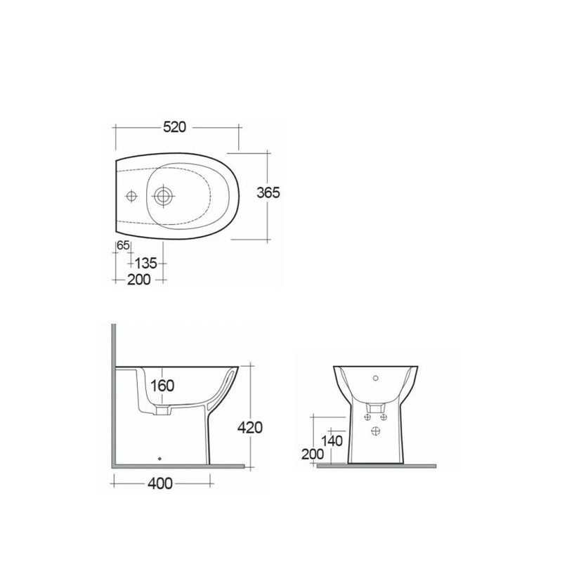 Sanitari filo muro senza Brida Rak Morning wc + bidet + sedile soft close in ceramica bianco lucido