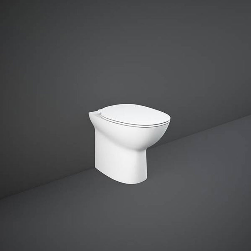 Sanitari filo muro senza Brida Rak Morning wc + bidet + sedile soft close in ceramica bianco lucido