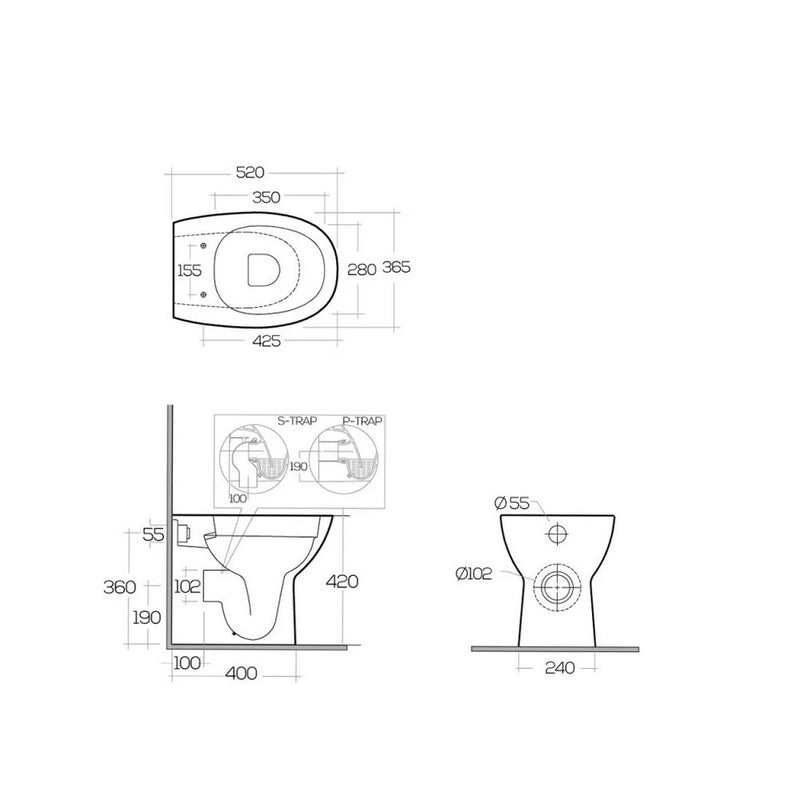 Sanitari filo muro senza Brida Rak Morning wc + bidet + sedile soft close in ceramica bianco lucido