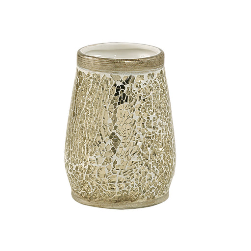 Portaspazzolini in ceramica e vetro di Gedy serie Myosotis - Crema/Oro