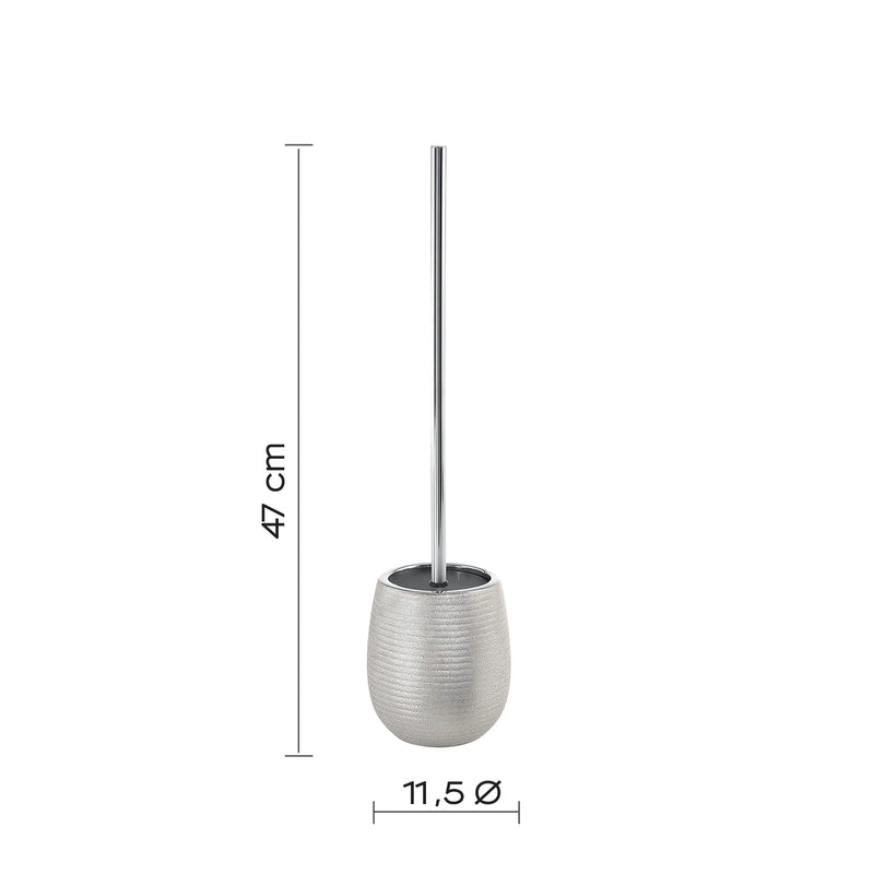 Scopino da appoggio in ceramica con ciuffo in setole Gedy modello Astrid - Argento by CeramicStore | Lo specialista del tuo bagno
