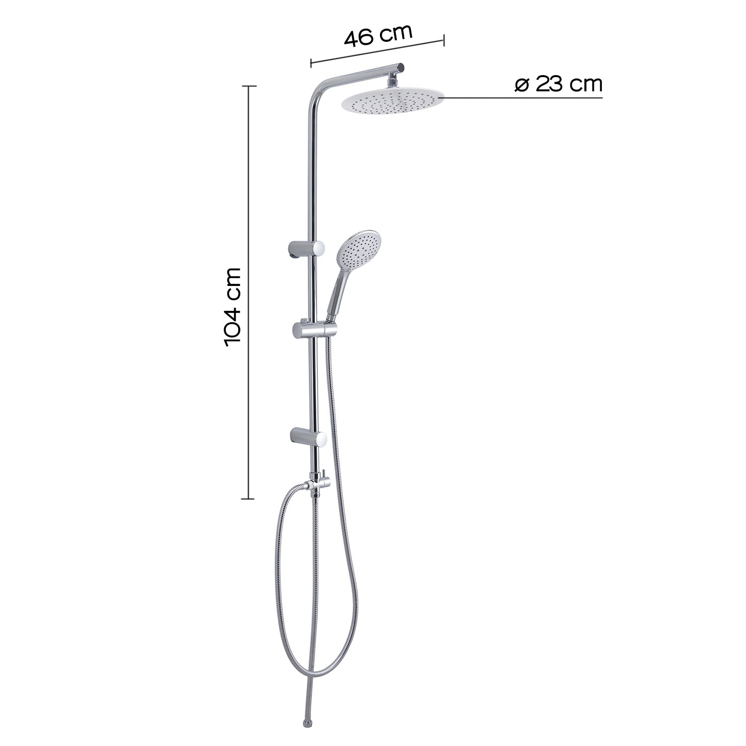 Colonna doccia regolabile con soffione tondo e doccetta a 3 getti di Gedy modello Easy 01 - Cromato/Bianco by CeramicStore | Lo specialista del tuo bagno