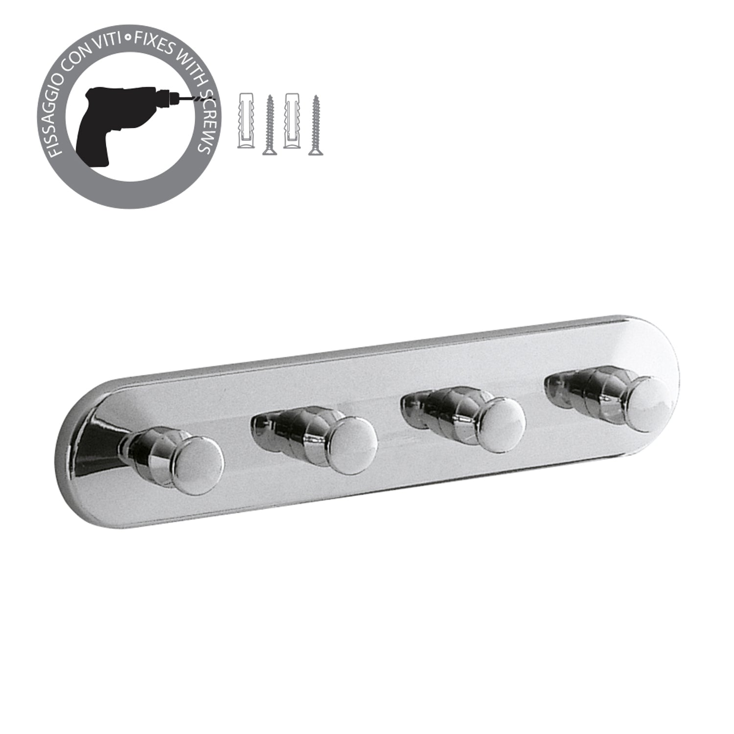 Appendiabiti multiplo modello Ciclope in ottone e Cromall - Cromato by CeramicStore | Lo specialista del tuo bagno