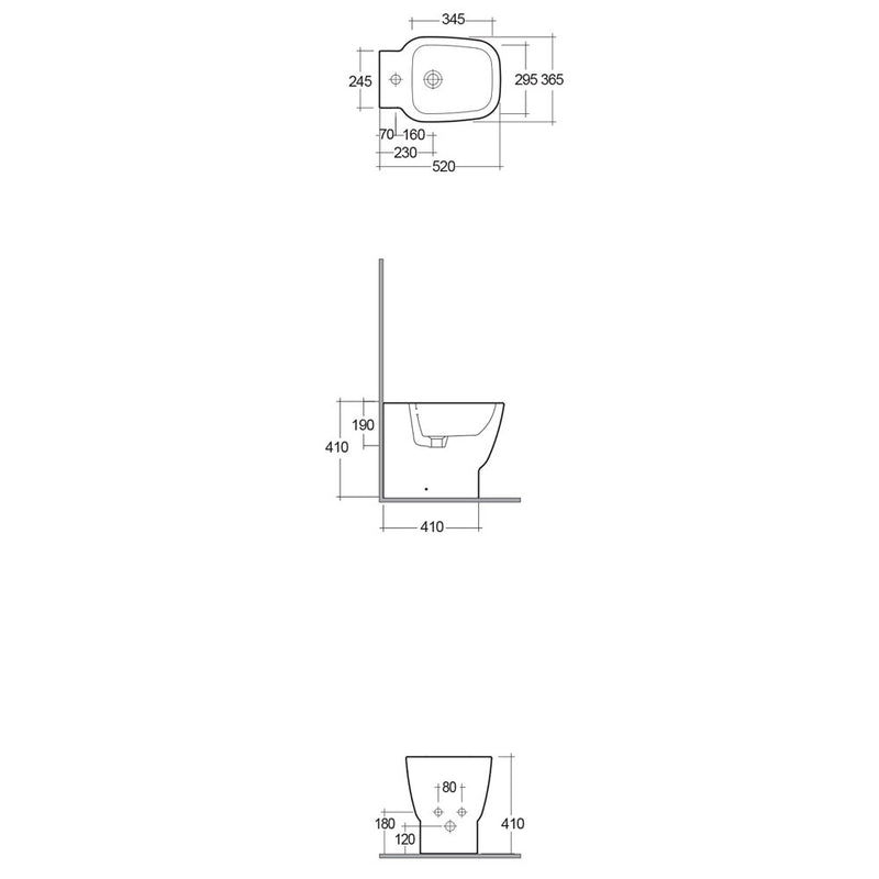 Sanitari filo muro moderni Rak One wc + bidet + sedile soft close in ceramica bianco lucido