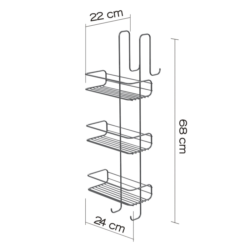 Portaoggetti doccia rettangolare a 3 piani Gedy modello Tito - Cromato by CeramicStore | Lo specialista del tuo bagno