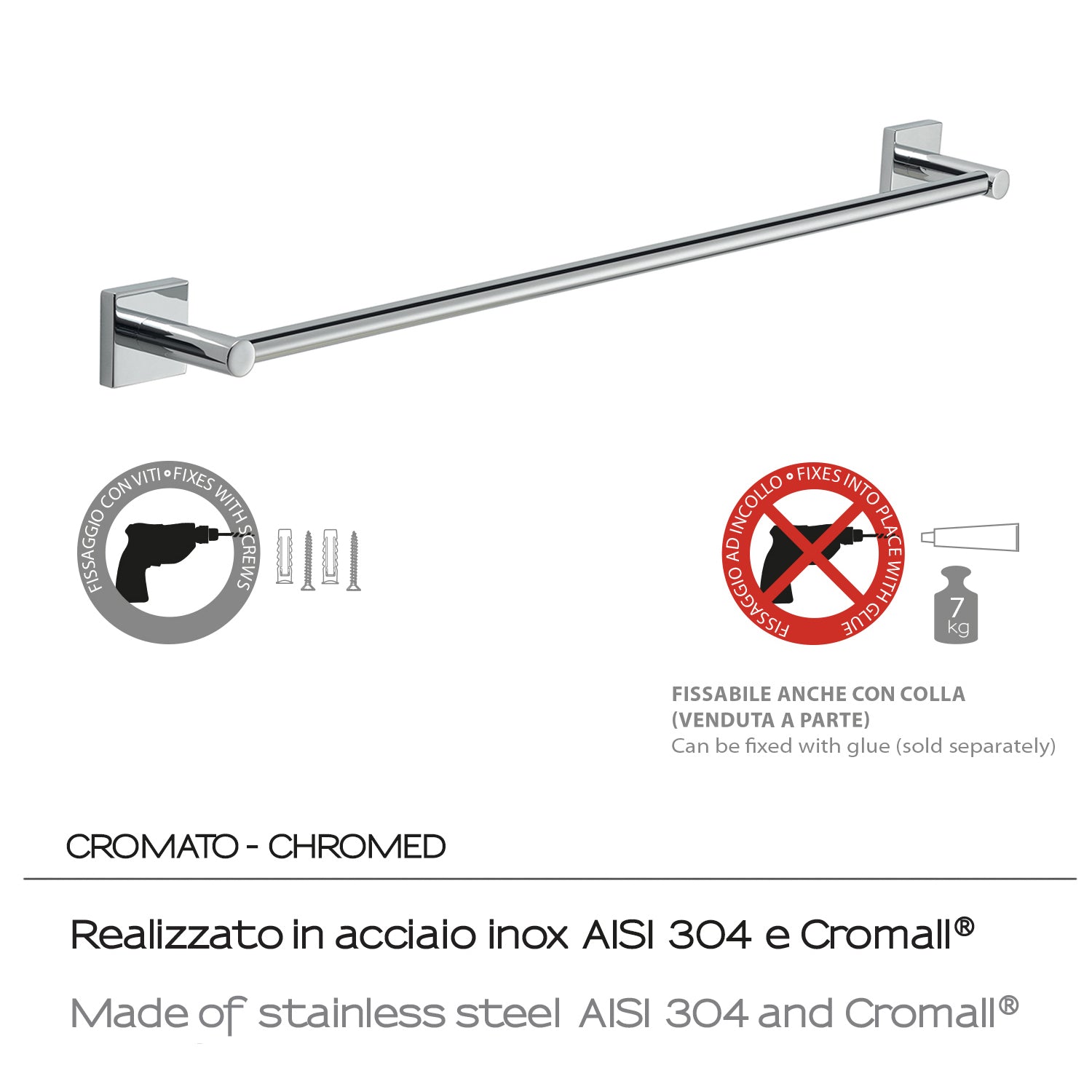 Portasalviette a muro 60 cm Fuji di Gedy - Cromato by CeramicStore | Lo specialista del tuo bagno