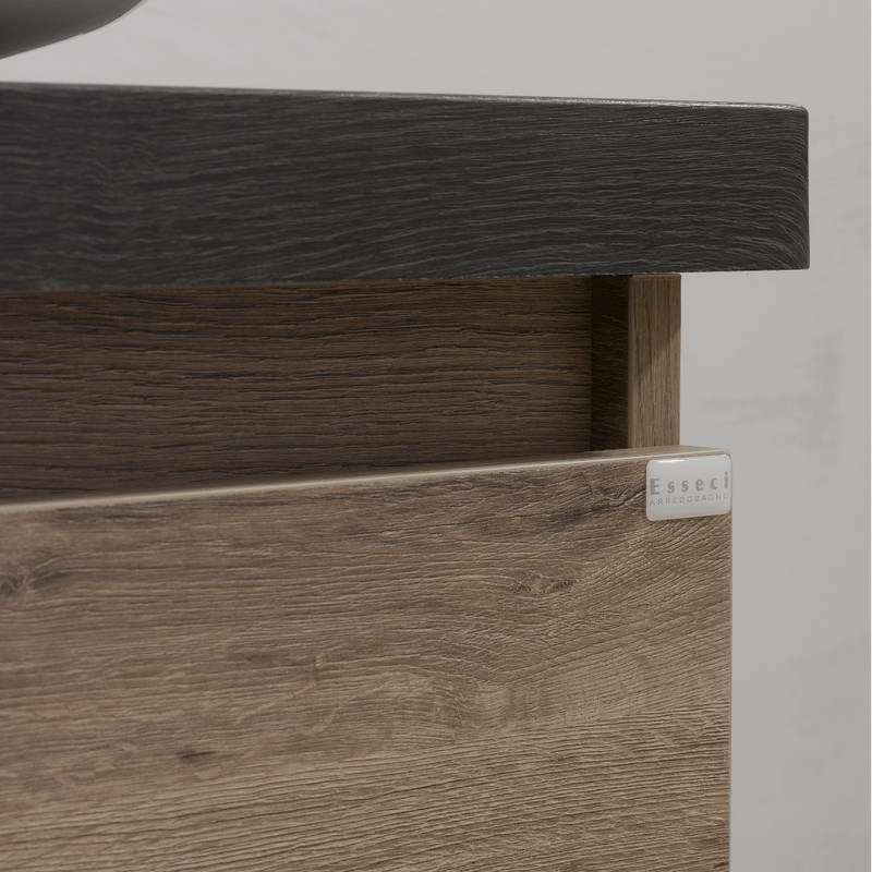 Mobile da bagno sospeso 120 cm Isola con lavabo d'appoggio e specchio con lampade a LED Made in Italy - Cubi&Co