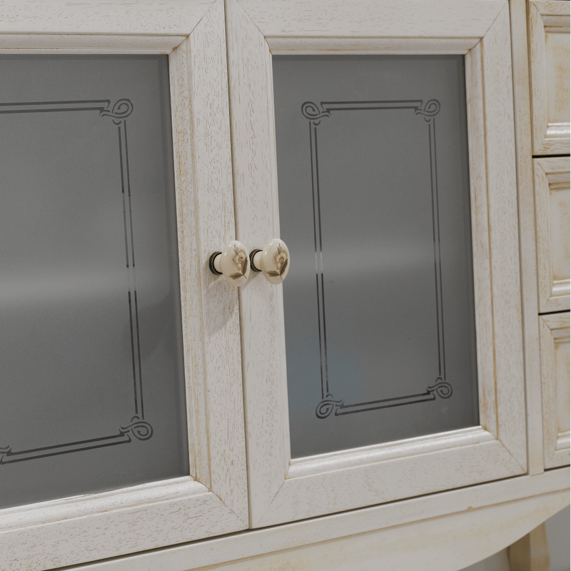Mobile bagno Provence 105 cm stile shabby chic con lavabo, specchio e pensile - Bianco Decapè