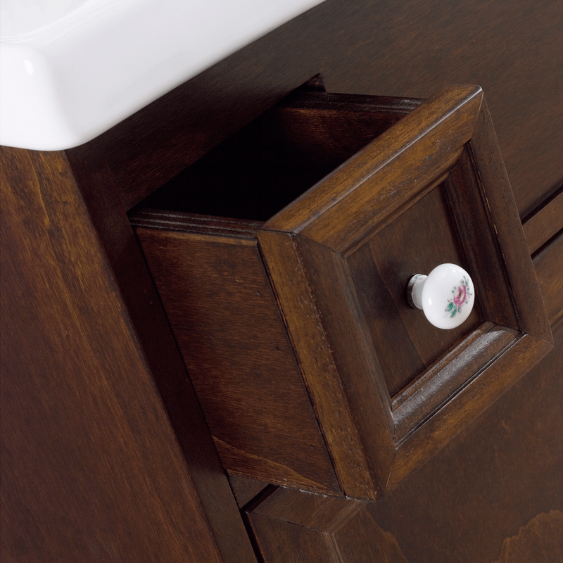 Mobile bagno Giulietta 105 cm stile shabby chic con lavabo, specchio e pensile - Noce