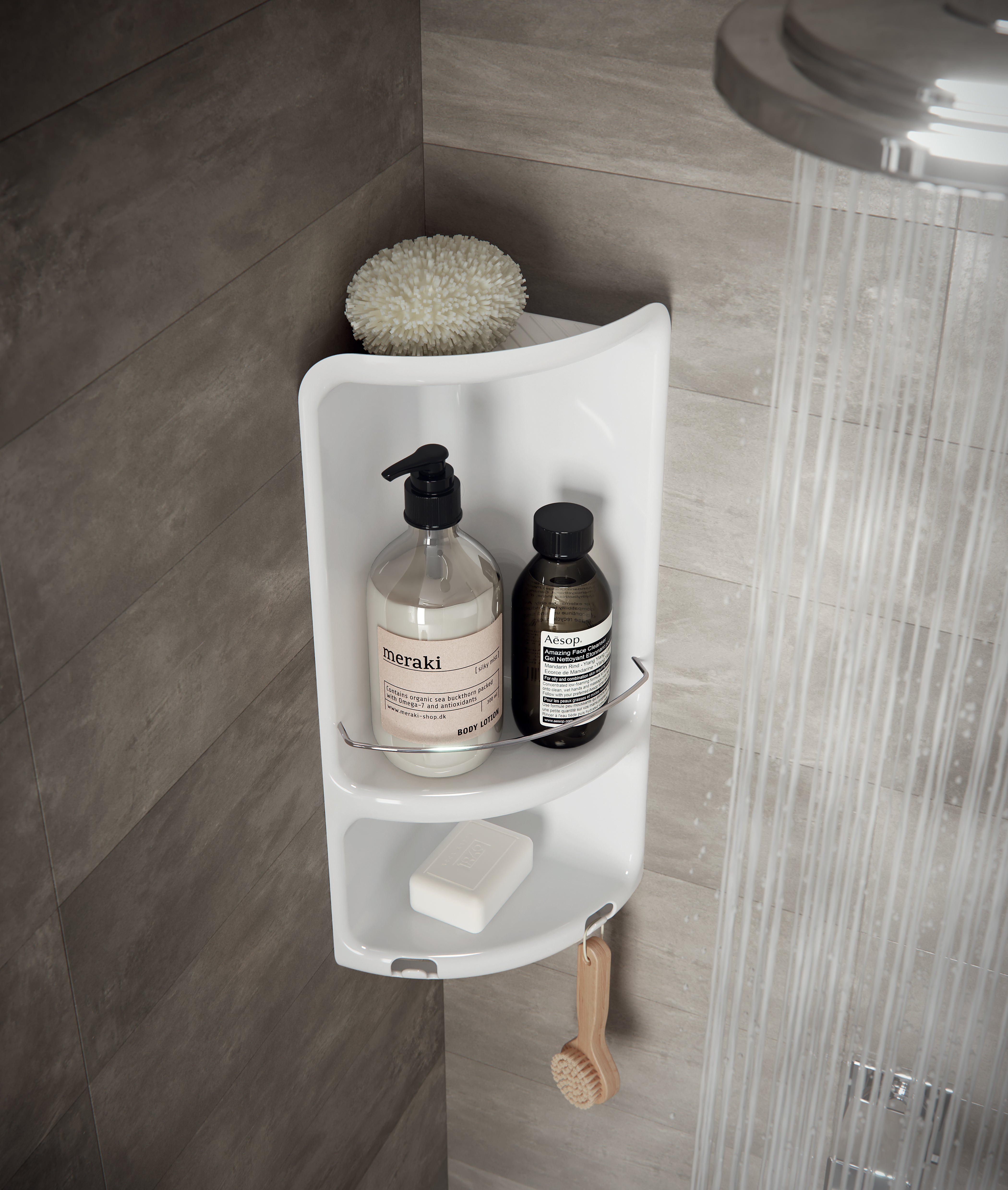 Portaoggetti doccia angolare Caesar in Acciaio Inox di Gedy - Bianco by CeramicStore | Lo specialista del tuo bagno