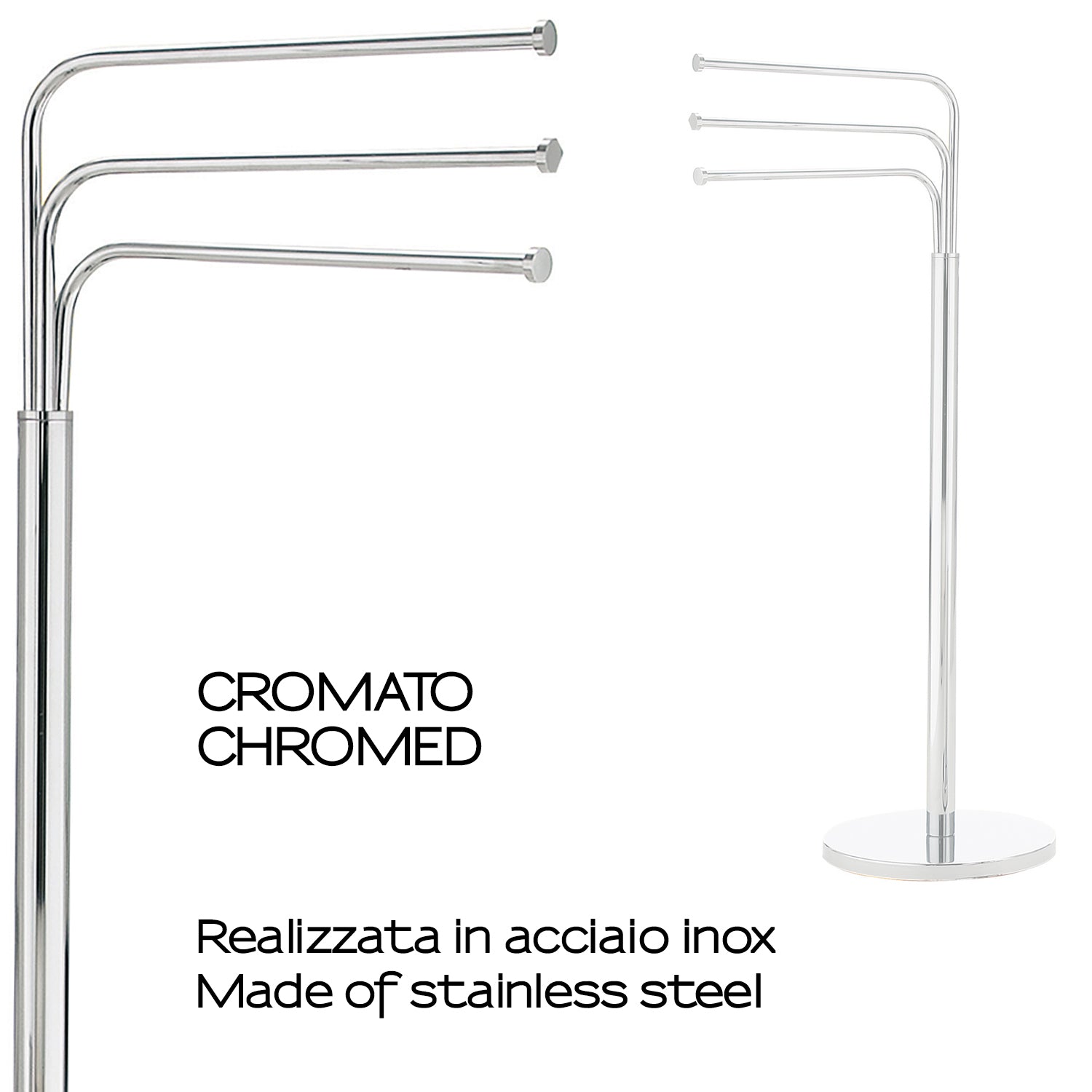 Piantana porta asciugamani in Acciaio Inox modello Winny di Gedy - Cromato