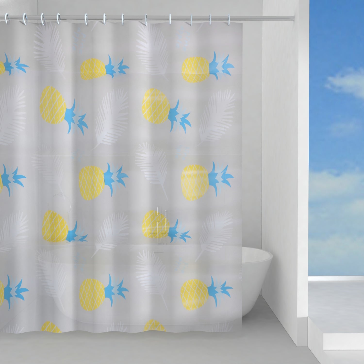 Tenda doccia in Peva 120x200 cm modello Tropical di Gedy - Azzurro e Giallo by CeramicStore | Lo specialista del tuo bagno