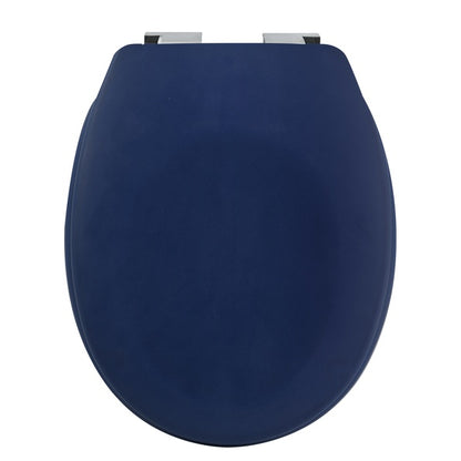 Sedile WC universale modello KLAK realizzato in  Thermo Dur Colore Blu Opaco e Cerniere in acciaio inox
