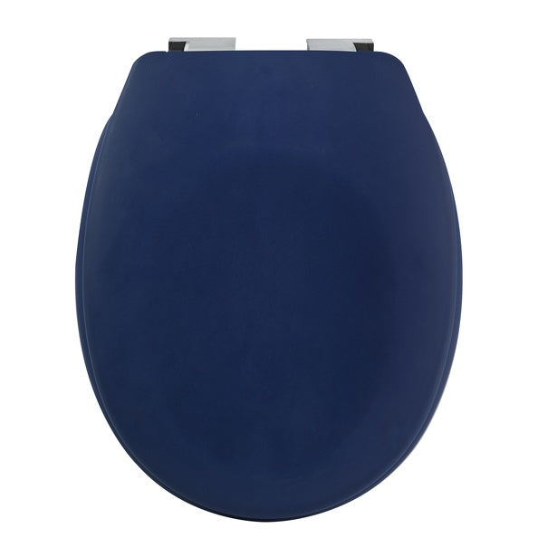 Sedile WC universale modello KLAK realizzato in  Thermo Dur Colore Blu Opaco e Cerniere in acciaio inox