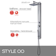 Pannello doccia completo in vetro temperato modello Style 00 di Gedy - Argento by CeramicStore | Lo specialista del tuo bagno