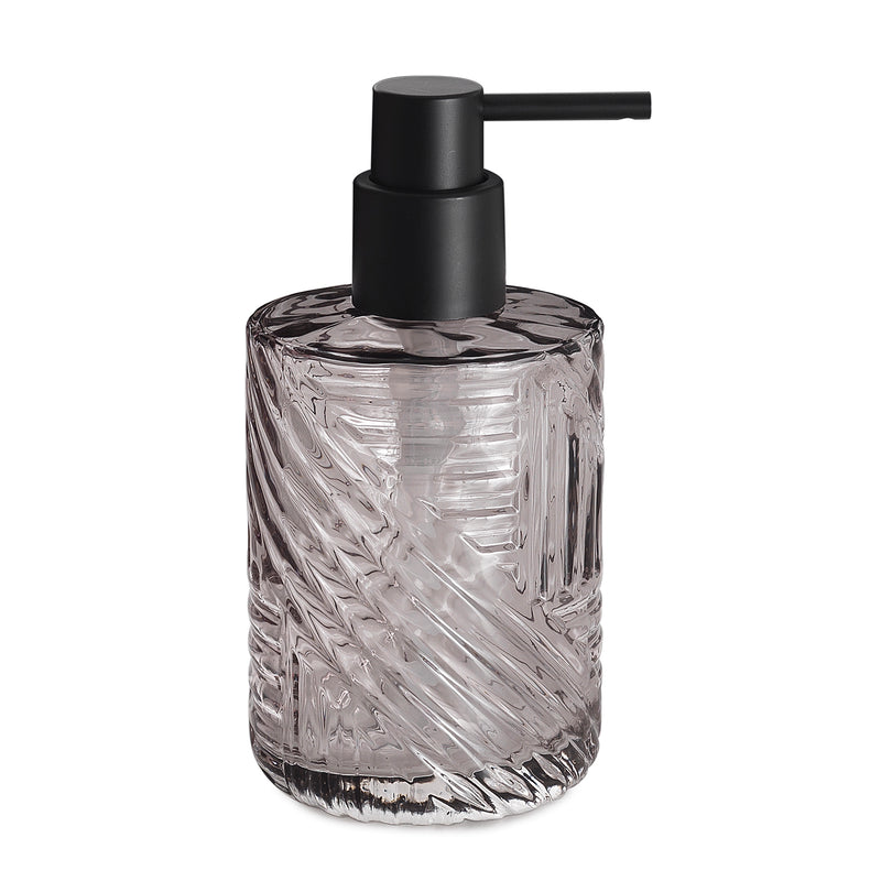 Dosasapone in vetro con erogatore in plastica nera Gedy serie Corinne - Trasparente