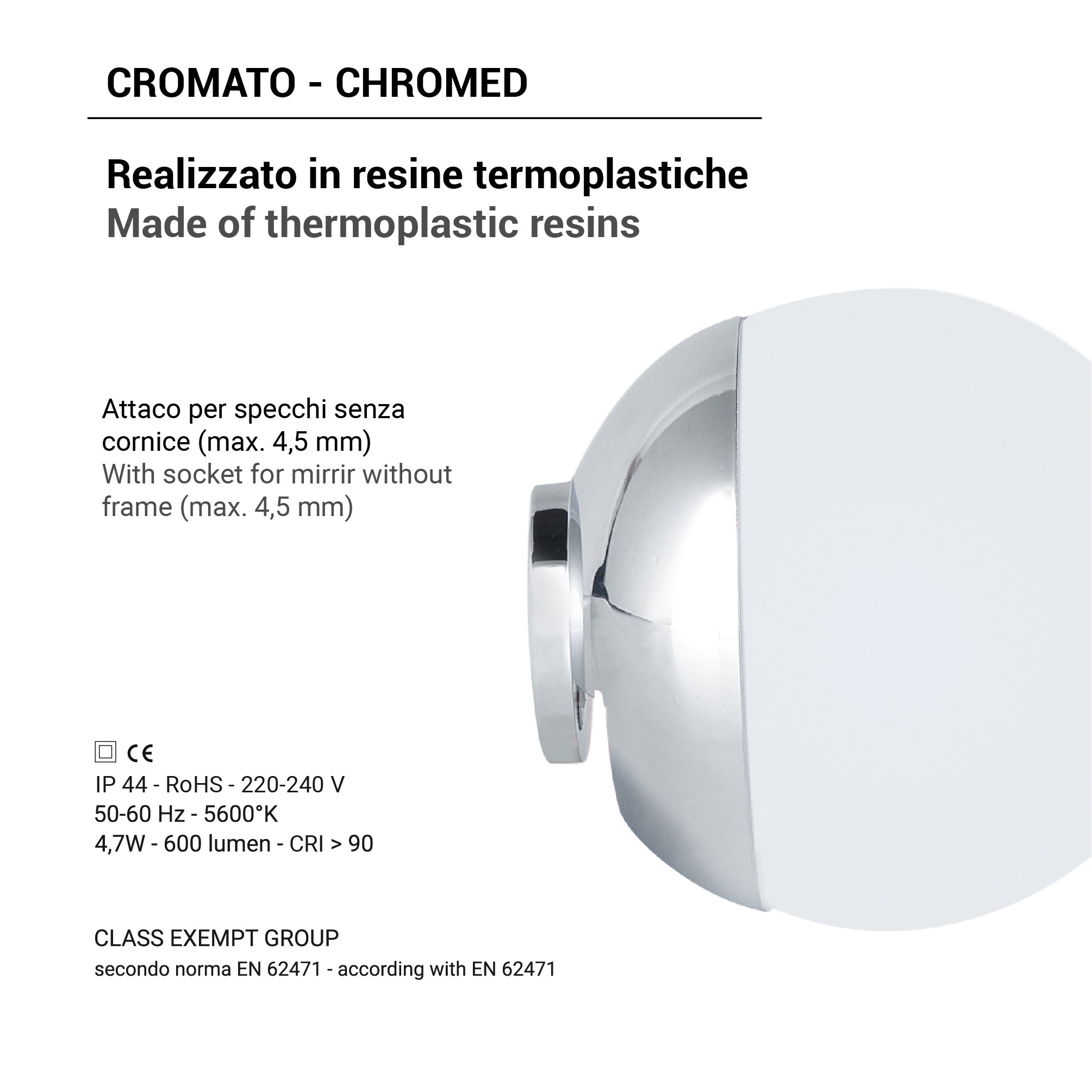 Lampada led tonda per specchio di Gedy modello Delos - Cromato by CeramicStore | Lo specialista del tuo bagno