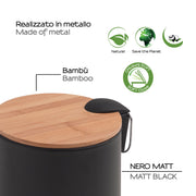 Porta rifiuti 3 litri modello Kenta in bambu'/nero by CeramicStore | Lo specialista del tuo bagno