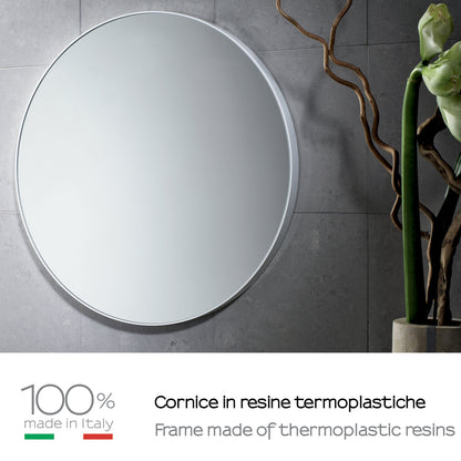 Specchio diametro 60 cm di Gedy con cornice in resine termoplastiche - Bianco by CeramicStore | Lo specialista del tuo bagno