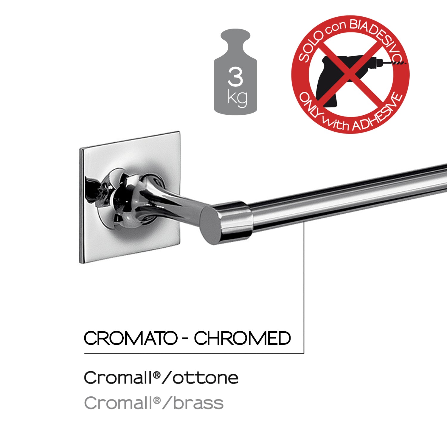 Porta asciugamani 35 cm in ottone e Cromall Wizard di Gedy - Cromato by CeramicStore | Lo specialista del tuo bagno