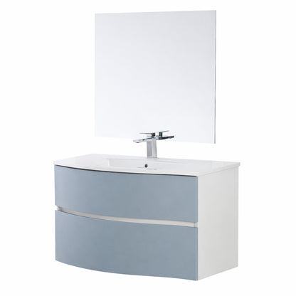 Mobile Bagno Sospeso Curvo con Lavabo e Specchio – Collezione Rìvola