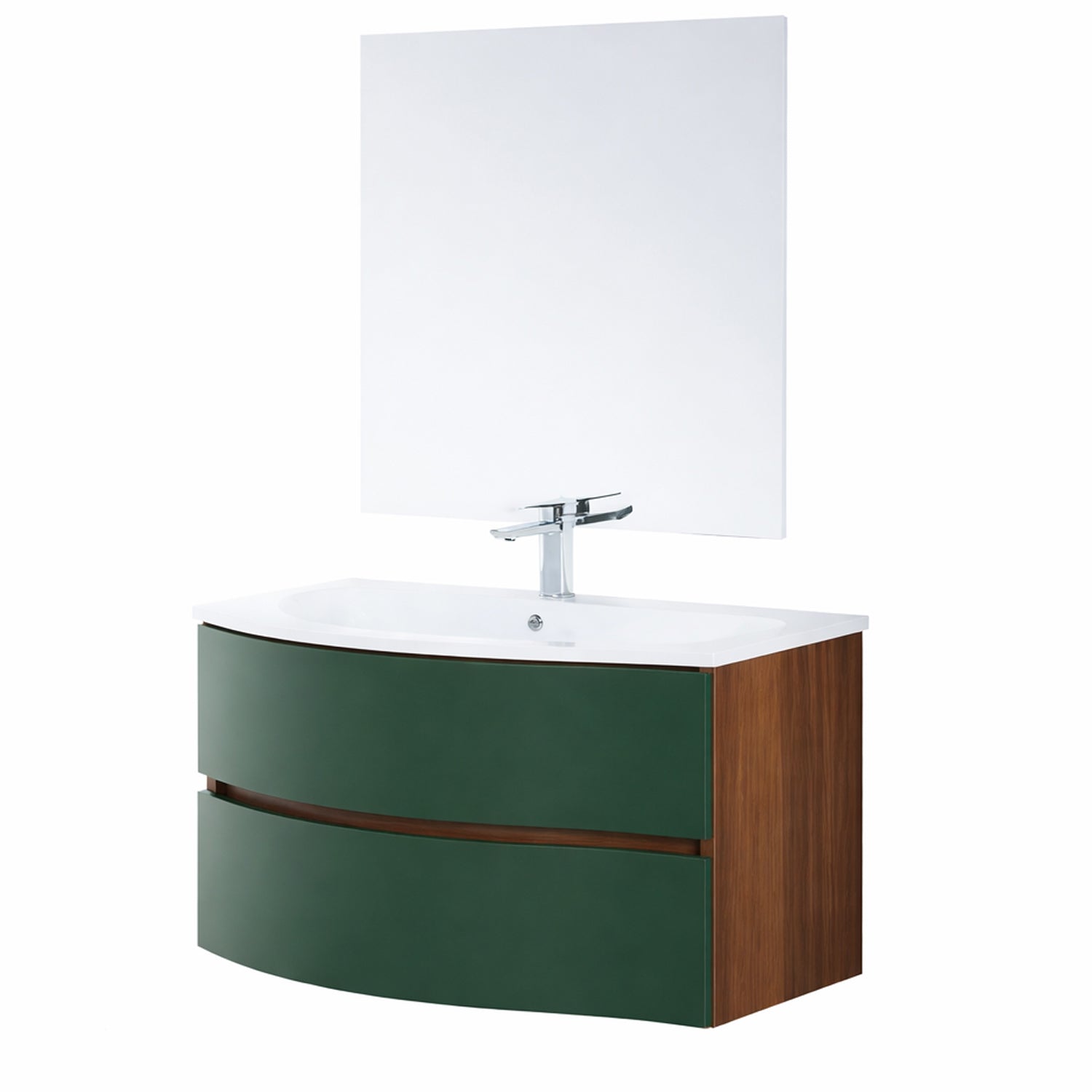 Mobile Bagno Sospeso Curvo con Lavabo e Specchio – Collezione Rìvola