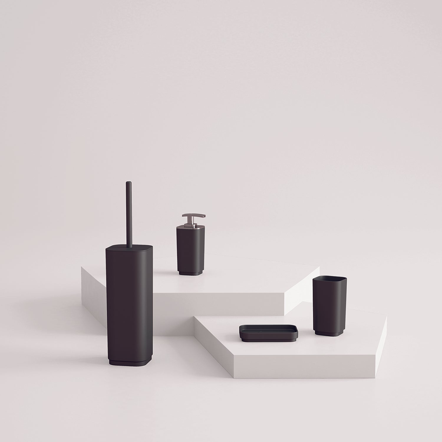 Portaspazzolini in materiale plastico riciclato Gedy serie Seventy Ekoplà  - Nero Matt